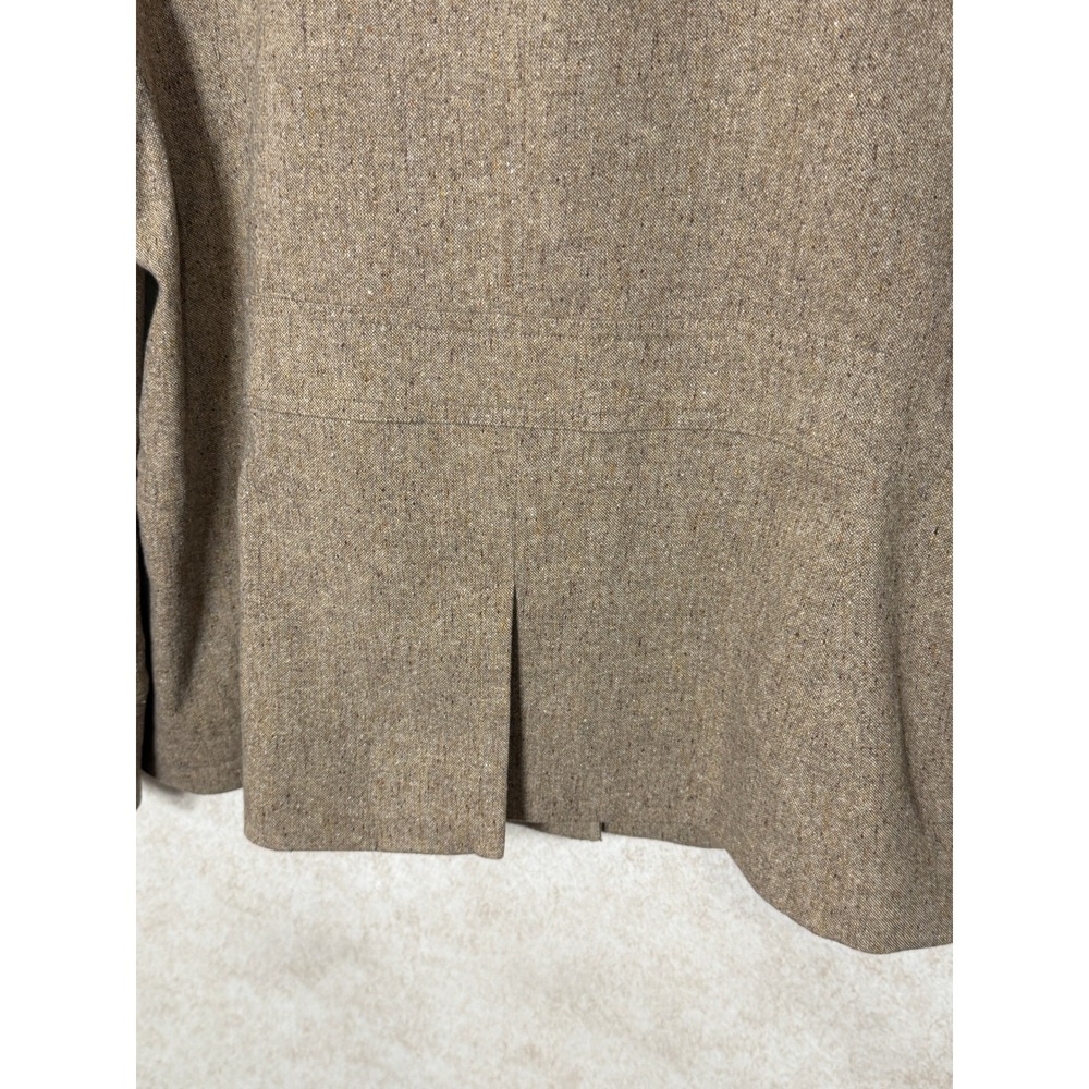 LL Bean Field Coat Barn Jacket Women 16 Brown Wool Blend Suede Collar Preppy - Picture 9 of 10
